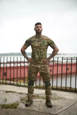 Комплект чоловічий: штани "Protect" мультикам + футболка з липучками на грудях та плечах Комплект чоловічий: штани "Protect" мультикам + футболка з липучками на грудях та плечах
