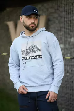 РОЗПРОДАЖ Худі чоловіче з принтом "Vertigine" Intruder сіре (меланж) РОЗПРОДАЖ Худі чоловіче з принтом "Vertigine" Intruder сіре (меланж)
