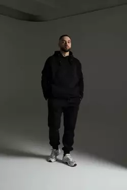 Костюм теплий чоловічий oversize чорний Костюм теплий чоловічий oversize чорний