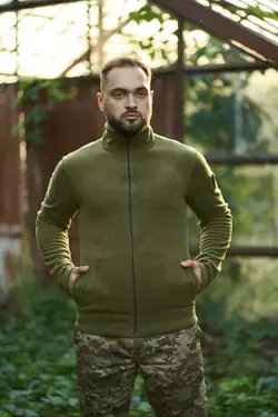Флісова кофта Intruder хакі із шевроном Флісова кофта Intruder хакі із шевроном