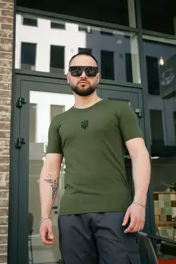 Футболка чоловіча з вишивкою "Тризуб" Intruder хакі Футболка чоловіча з вишивкою "Тризуб" Intruder хакі