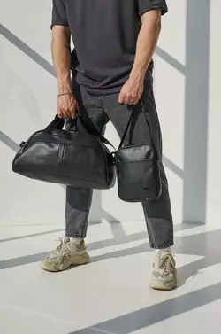Комплект Сумка груша шкірзам + барсетка шкірзам, Puma чорний (чорні лого) Комплект Сумка груша шкірзам + барсетка шкірзам, Puma чорний (чорні лого)