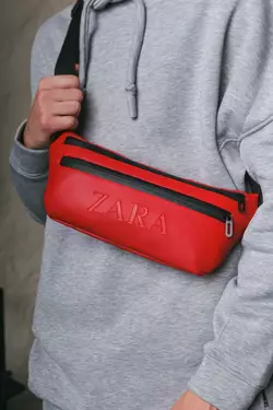 Бананка-сумка з шкірозамінника червона Zara Бананка-сумка з шкірозамінника червона Zara