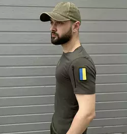 Футболка чоловіча з липучками та змійкою "Тризуб" Intruder хакі Футболка чоловіча з липучками та змійкою "Тризуб" Intruder хакі