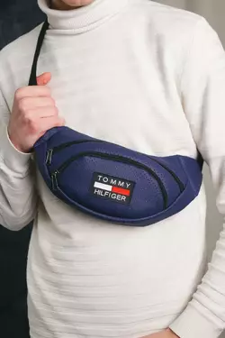Бананка з перфор. шкірозамінника синя Tommy Hilfiger Бананка з перфор. шкірозамінника синя Tommy Hilfiger