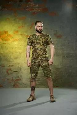 Комплект чоловічий мультикам: шорти "Aim" + футболка з липучками на плечах та кишенею на блискавці Комплект чоловічий мультикам: шорти "Aim" + футболка з липучками на плечах та кишенею на блискавці