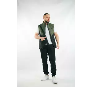 Комплект чоловічий "Clip" TNF: жилетка хакі-чорна + футболка біла + штани "President" чорні. БАРСЕТКА У ПОДАРУНОК! Комплект чоловічий "Clip" TNF: жилетка хакі-чорна + футболка біла + штани "President" чорні. БАРСЕТКА У ПОДАРУНОК!