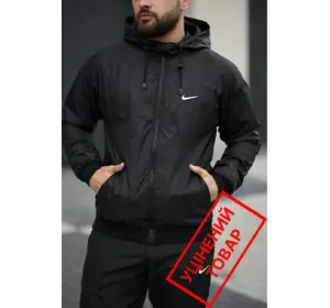 (УЦІН.) Вітровка чоловіча "Windrunner Jacket" Nike чорна (УЦІН.) Вітровка чоловіча "Windrunner Jacket" Nike чорна