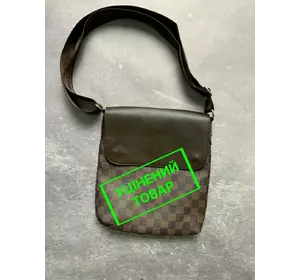 (УЦІН.) Месенджер шкіряний Louis Vuitton коричнева клітка (УЦІН.) Месенджер шкіряний Louis Vuitton коричнева клітка