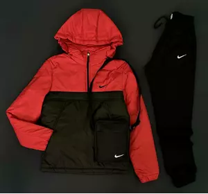 Комплект чоловічий Nike: анорак утеплений червоно-чорний + штани "President" чорні. Барсетка У ПОДАРУНОК! Комплект чоловічий Nike: анорак утеплений червоно-чорний + штани "President" чорні. Барсетка У ПОДАРУНОК!