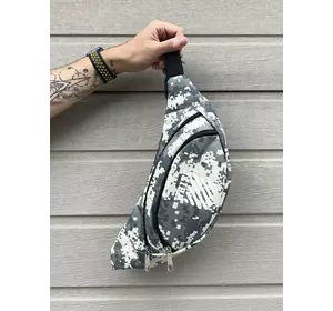 Бананка темно-сірий піксель off white_1 Бананка темно-сірий піксель off white_1