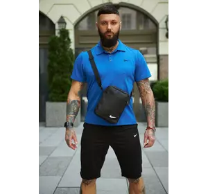 Комплект чоловічий Nike: поло електрик + шорти чорні + барсетка чорна Комплект чоловічий Nike: поло електрик + шорти чорні + барсетка чорна