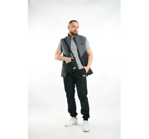 Комплект чоловічий "Clip" TNF: жилетка сіро-чорна + футболка сіра + штани "President" чорні. БАРСЕТКА У ПОДАРУНОК! Комплект чоловічий "Clip" TNF: жилетка сіро-чорна + футболка сіра + штани "President" чорні. БАРСЕТКА У ПОДАРУНОК!