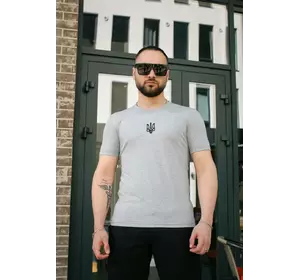 Футболка чоловіча з вишивкою "Тризуб" Intruder сірий меланж Футболка чоловіча з вишивкою "Тризуб" Intruder сірий меланж
