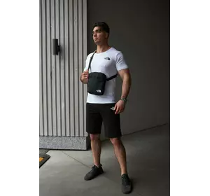 Комплект чоловічий TNF: футболка біла + шорти чорні + барсетка чорна Комплект чоловічий TNF: футболка біла + шорти чорні + барсетка чорна
