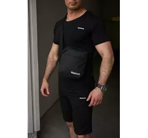 Комплект чоловічий Reebok: футболка чорна + шорти чорні + барсетка чорна Комплект чоловічий Reebok: футболка чорна + шорти чорні + барсетка чорна