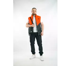 Комплект чоловічий "Clip" TNF: жилетка помаранчево-чорна + футболка біла + штани "President" чорні. БАРСЕТКА У ПОДАРУНОК! Комплект чоловічий "Clip" TNF: жилетка помаранчево-чорна + футболка біла + штани "President" чорні. БАРСЕТКА У ПОДАРУНОК!