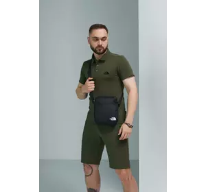 Комплект чоловічий TNF: поло хакі + шорти хакі + барсетка чорна Комплект чоловічий TNF: поло хакі + шорти хакі + барсетка чорна
