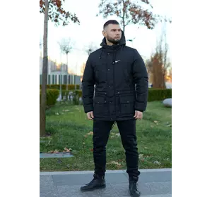 Комплект чоловічий Nike чорний: парка зимова + штани з тринитки утеплені. Барсетка та рукавички У ПОДАРУНОК! Комплект чоловічий Nike чорний: парка зимова + штани з тринитки утеплені. Барсетка та рукавички У ПОДАРУНОК!
