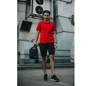 Комплект чоловічий Nike: поло червоне + шорти чорні + барсетка чорна Комплект чоловічий Nike: поло червоне + шорти чорні + барсетка чорна