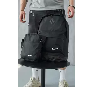 Рюкзак Шкіряне.дно чорний + Барсетка Nike чорна Рюкзак Шкіряне.дно чорний + Барсетка Nike чорна