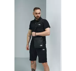 Комплект чоловічий TNF: поло чорне + шорти чорні + барсетка чорна Комплект чоловічий TNF: поло чорне + шорти чорні + барсетка чорна