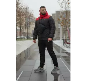 Комплект чоловічий Nike: куртка зимова "Frost" червоно-чорна + штани з тринитки утеплені чорні. Барсетка та рукавички У ПОДАРУНОК! Комплект чоловічий Nike: куртка зимова "Frost" червоно-чорна + штани з тринитки утеплені чорні. Барсетка та рукавички У ПОДАРУНОК!