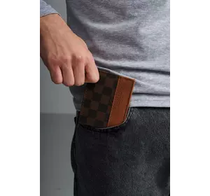 Гаманець шкіряний Louis Vuitton /коричнева клітка, без застібки Гаманець шкіряний Louis Vuitton /коричнева клітка, без застібки