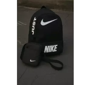 Рюкзак loft чорний Nike з великим білим лого + барсетка Nike з білим лого Рюкзак loft чорний Nike з великим білим лого + барсетка Nike з білим лого