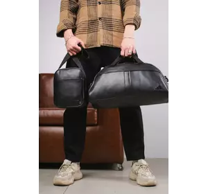 Комплект Сумка груша шкірзам + барсетка шкірзам, Adidas чорний (чорні лого) Комплект Сумка груша шкірзам + барсетка шкірзам, Adidas чорний (чорні лого)