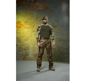 Комплект чоловічий: штани soft shell на флісі "Peak" піксель + лонгслів "Velcro" хакі-піксель Комплект чоловічий: штани soft shell на флісі "Peak" піксель + лонгслів "Velcro" хакі-піксель