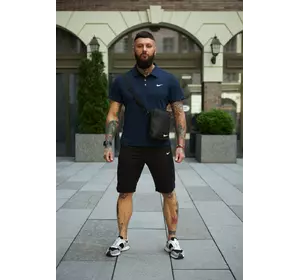 Комплект чоловічий Nike: поло синє + шорти чорні + барсетка чорна Комплект чоловічий Nike: поло синє + шорти чорні + барсетка чорна