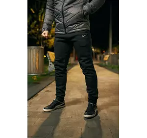 Штани чоловічі з тринитки утеплені Nike чорні Штани чоловічі з тринитки утеплені Nike чорні