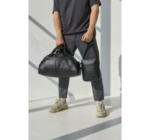 Комплект Сумка груша шкірзам + барсетка шкірзам, Nike чорний (чорні лого) Комплект Сумка груша шкірзам + барсетка шкірзам, Nike чорний (чорні лого)