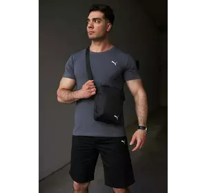 Комплект чоловічий Puma: футболка темно-сіра + шорти чорні + барсетка чорна Комплект чоловічий Puma: футболка темно-сіра + шорти чорні + барсетка чорна