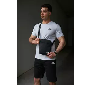 Комплект чоловічий TNF: футболка сіра + шорти чорні + барсетка чорна Комплект чоловічий TNF: футболка сіра + шорти чорні + барсетка чорна