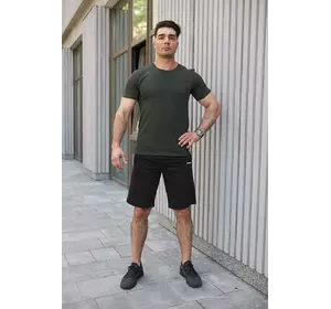 Комплект чоловічий Reebok: футболка хакі + шорти чорні Комплект чоловічий Reebok: футболка хакі + шорти чорні