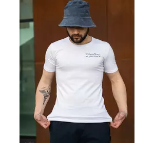 Футболка чоловіча з маленьким принтом "Доброго Вечора ми з України" Intruder біла Футболка чоловіча з маленьким принтом "Доброго Вечора ми з України" Intruder біла