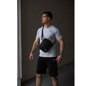 Комплект чоловічий Puma: футболка сіра + шорти чорні + барсетка чорна Комплект чоловічий Puma: футболка сіра + шорти чорні + барсетка чорна